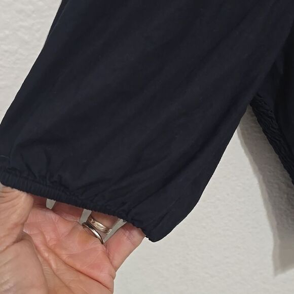 Free People Black Puff Sleeve Crop, Smocked Top S - Picture 4 of 9